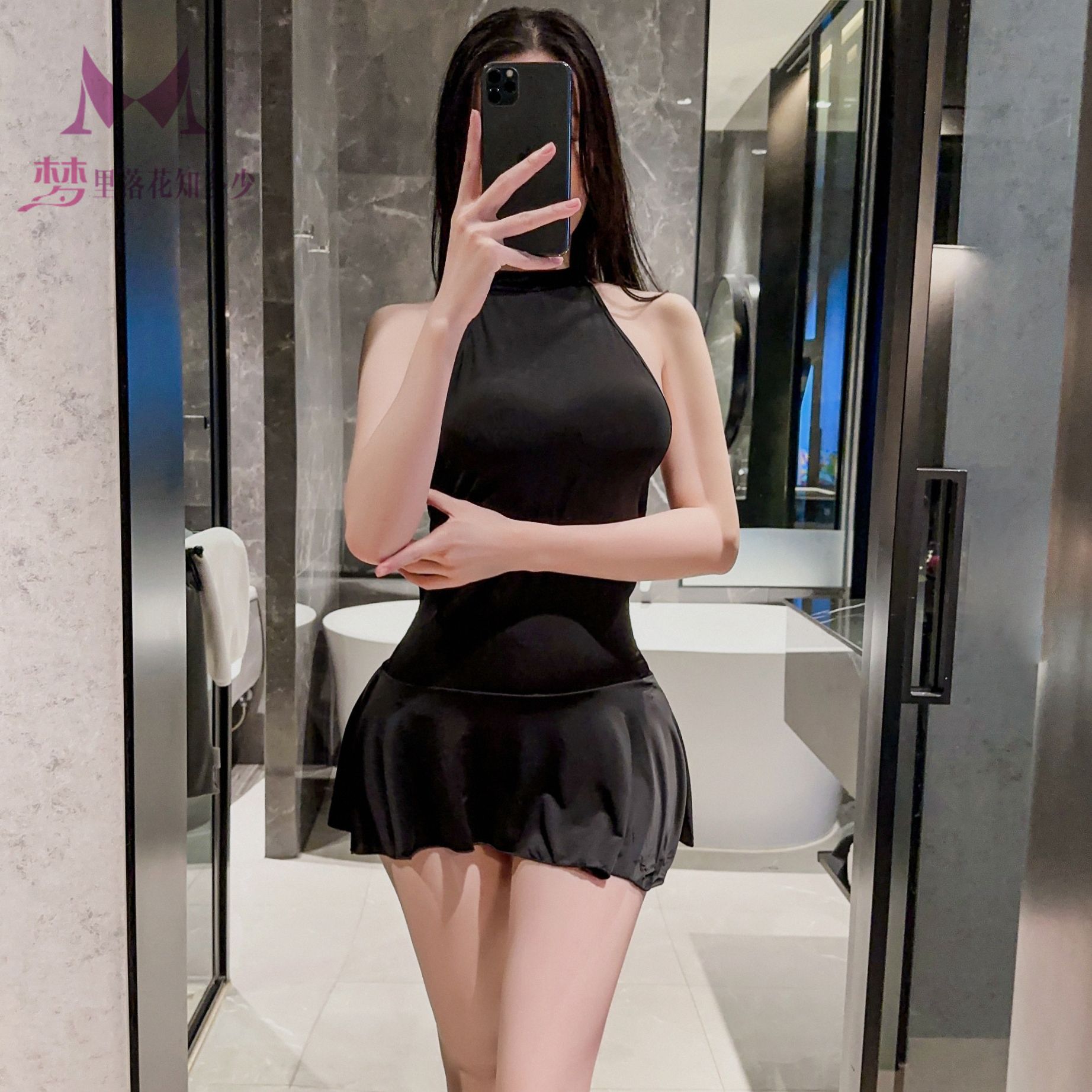 1944潮尚夜总会内衣挂脖连体裙修身性感女睡衣火辣连衣裙