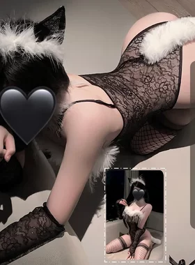 8227潮尚夜总会狐狸毛蕾丝氛围感纯欲猫女郎cos套装网红写真穿搭