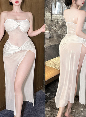 6455夜场性感透视修身显瘦长裙连衣裙2025春季款法夜店女装开衩裙