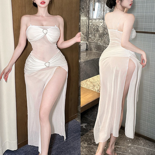 6455夜场性感透视修身显瘦长裙连衣裙2025春季款法夜店女装开衩裙