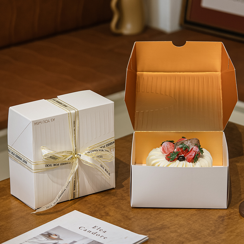 巴黎ins烫金白金法式西点包装盒