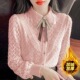 女秋冬新款 蕾丝小衫 别致气质上衣高贵洋气时尚 加绒加厚衬衫 打底衫
