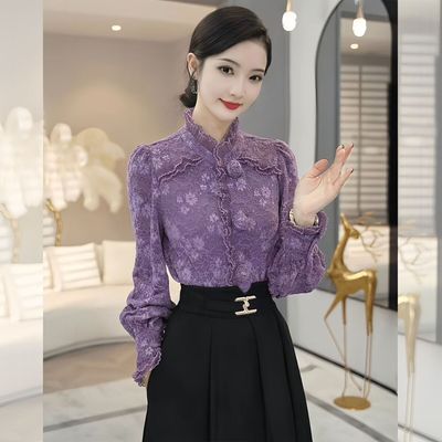 秋冬高级感丝绒长袖衬衫女