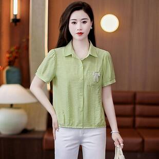 女2026新款 衬衫 洋气短款 上衣漂亮开衫 Polo领时尚 显瘦小衫 减龄短袖
