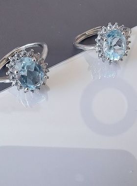 缘绘凤仪 清仓特惠 天然托帕石 925镀银 戴妃 款镶钻 开口戒指