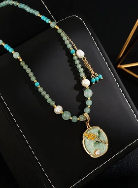 缘绘凤仪 新中式国风复古滴釉花朵吊坠项链高级感小众设计颈链