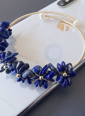 缘绘凤仪  清仓特惠高品质青金石 14K包金碎 石编织手镯手环