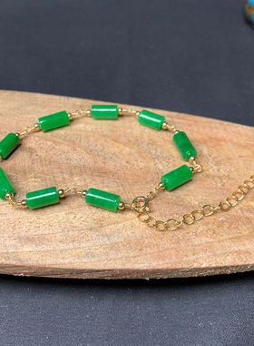 缘绘凤仪 手工14k包金干青手链 情侣