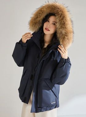 25冬季户外工装风派克羽绒服90白鸭绒貉子毛领加厚保暖外套25653