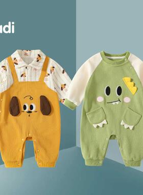 婴儿衣服秋装龙凤宝宝连体衣满月百天超萌可爱新生儿哈衣爬服春秋