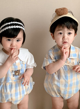 婴儿夏装龙凤胎衣服新生儿连体衣包屁衣超萌可爱兄妹装外出服夏季