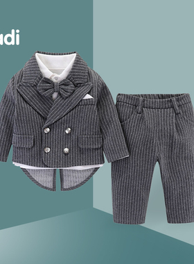 男童周岁礼服秋装婴儿百天服装套装男宝宝抓周衣服西装绅士三件套