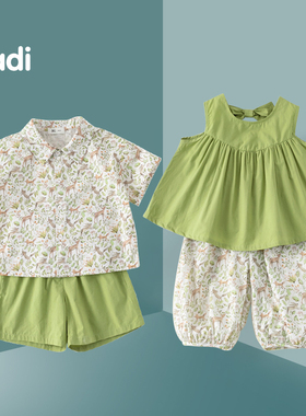 龙凤胎夏季衣服2026新款儿童童装两件套夏装外出服姐弟装兄妹装潮