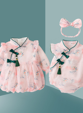 女童旗袍连衣裙夏装儿童中国风汉服女宝宝公主裙夏季小童周岁礼服