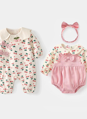 婴儿衣服春秋装幼儿宝宝包屁衣连体外出服公主满月爬服外出服秋季