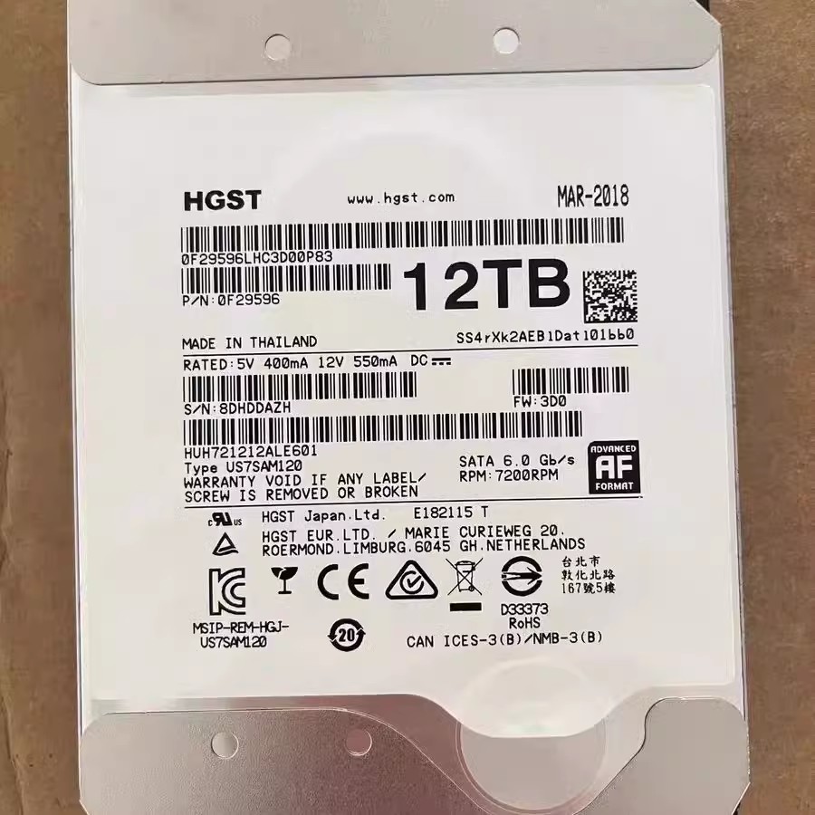 日立12t硬盘企业级12TB监控台式垂直记录拆机硬盘7200转256MSATA