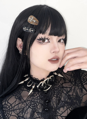 Broken bone原创 亚文化朋克可爱小众设计扎染十字架发夹边夹头饰