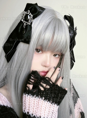 Broken bone原创 复古宫廷风PU皮黑色蝴蝶结发饰装扮头饰发夹百搭