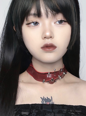 Broken bone原创 暗黑亚文化朋克小众不规则choker金属PU蛇纹项圈