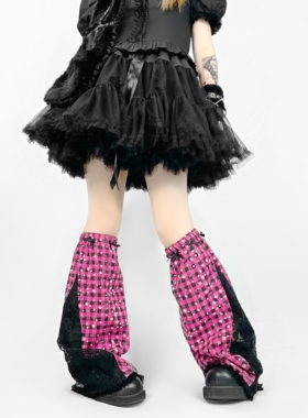 Broken bone原创 亚文化粉格朋克辣妹原宿亚文化饰品蕾丝腿套袜套