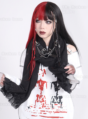 Broken bone原创 亚文化朋克风冬季针织百搭不规则破洞围巾围脖