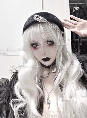 Broken bone原创暗黑系黑色金属链条毛绒发捆发箍女发卡宽边头箍