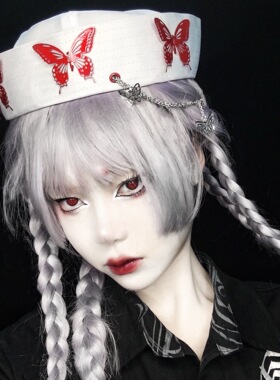 Broken bone原创小众朋克甜酷金属立体蝴蝶不良JK少女水兵帽秋冬