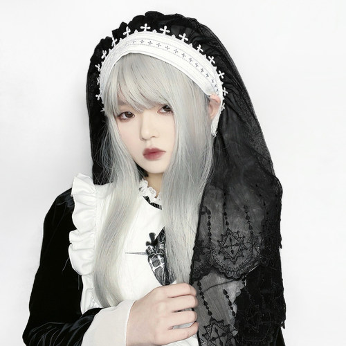 原创万圣节蕾丝十字架修女头饰