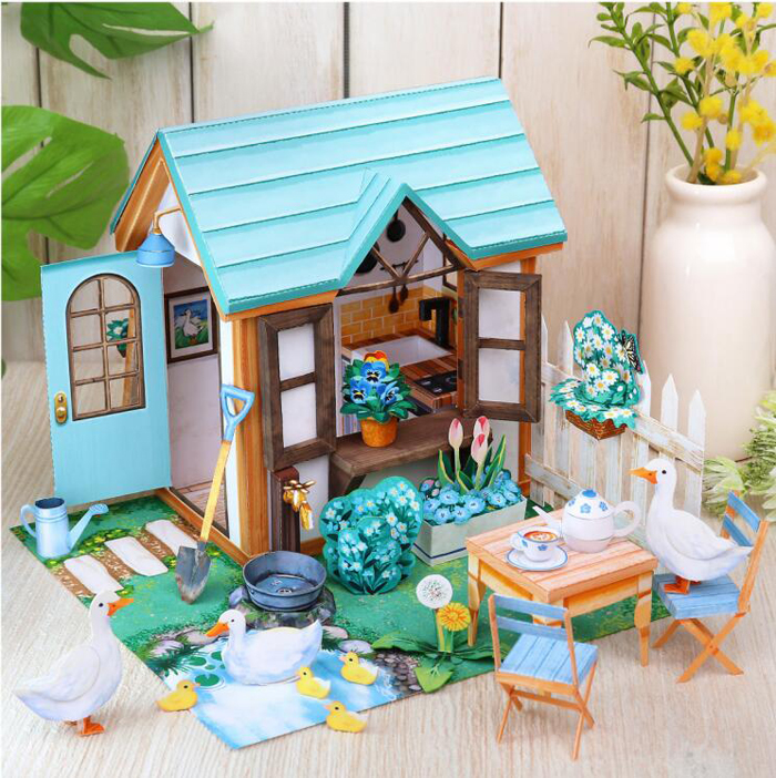 别墅花园小屋房屋场景3D纸模型