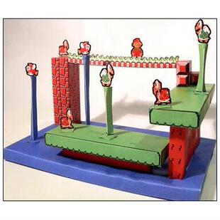 儿童手工折纸DIY拼装立体3D纸质模型超级玛丽马里奥过关场景制作