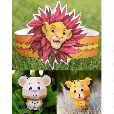 儿童手工折纸diy拼装益智立体3d纸质模型 狮子王头饰公仔玩偶制作