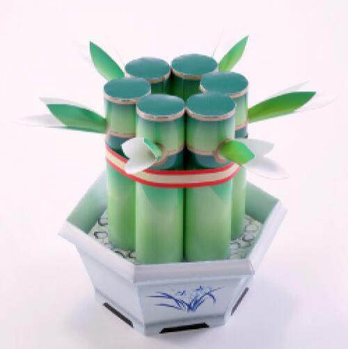 儿童手工折纸diy拼装立体3d纸质模型 仿真植物盆景竹子富贵竹制作