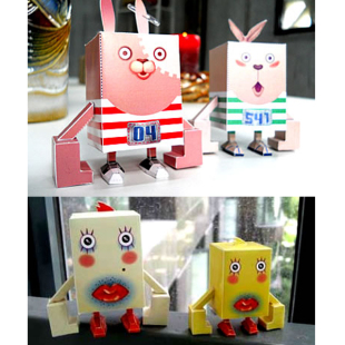 儿童手工折纸DIY拼装立体3D纸质模型动画越狱兔人妖鸡公仔制作