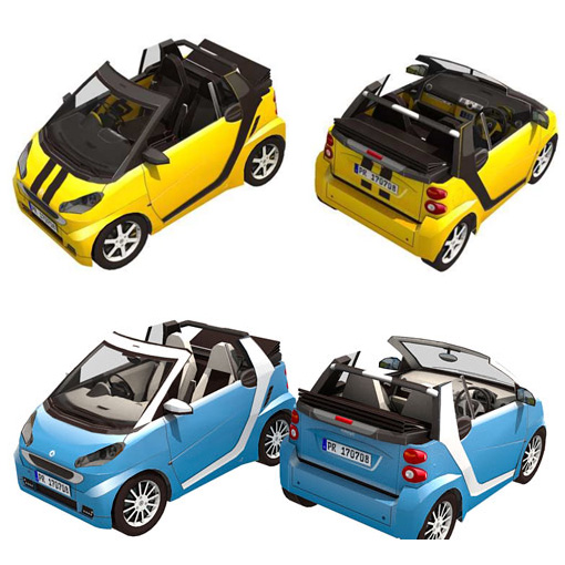 仿真奔驰smart小汽车车模纸模型