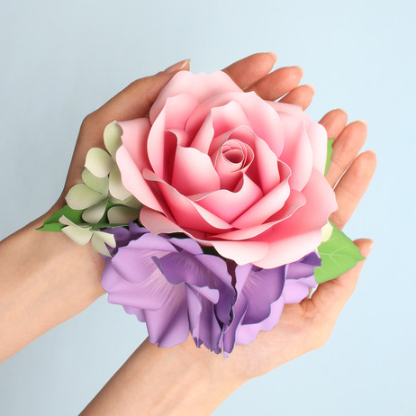 儿童手工折纸DIY拼装立体3D纸质模型仿真花卉植物玫瑰花摆设装饰