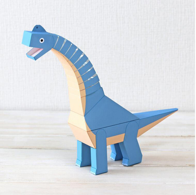 儿童手工折纸diy拼装立体3d纸质模型玩具会动的卡通恐龙动态腕龙