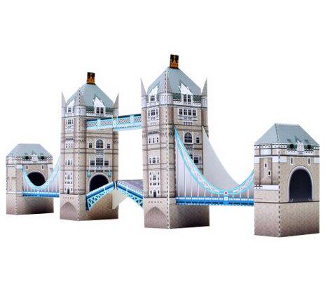 儿童手工折纸diy拼装立体3d纸质模型英国泰晤士桥伦敦塔桥建筑