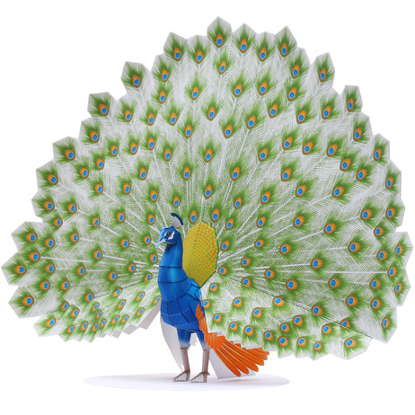 儿童手工折纸diy拼装立体3d纸质模型制作动物玩偶孔雀鸟孔雀开屏