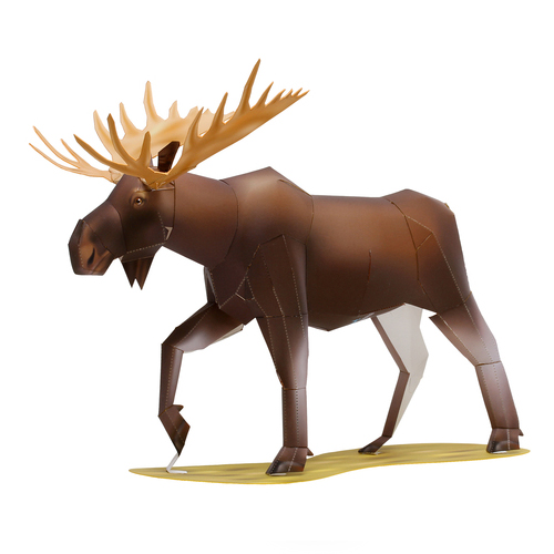 儿童手工折纸diy拼装立体3d纸质模型玩具制作仿真动物驯鹿麋鹿