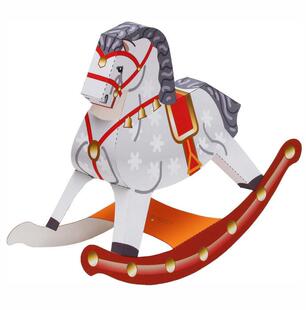 儿童手工折纸DIY拼装立体3D纸质模型摇摇木马摇摇马3D纸模型制作