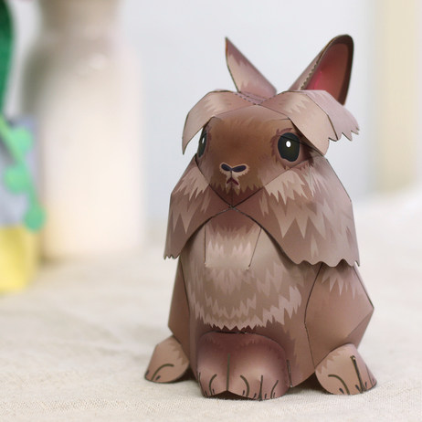 儿童手工折纸diy拼装立体3d纸质模型宠物制作小动物小兔子长毛兔