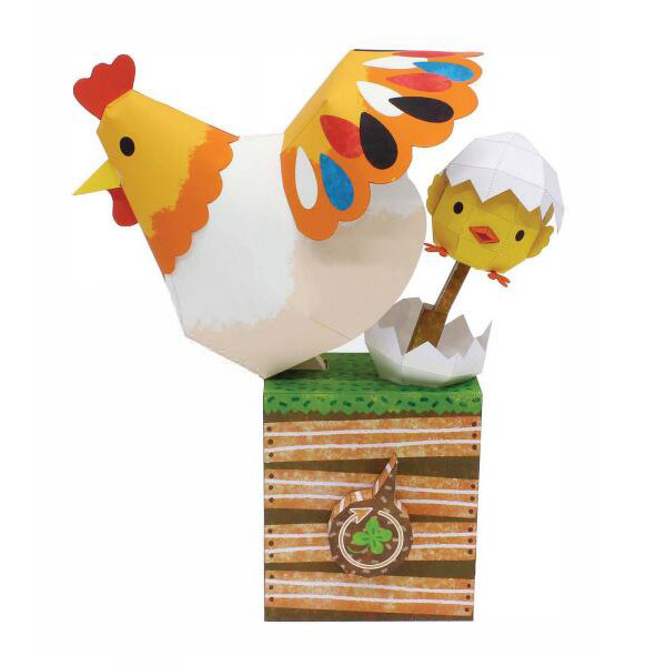 儿童手工折纸diy拼装立体3d纸质模型玩具动态可动母鸡下蛋制作