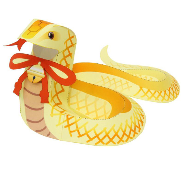 儿童手工折纸diy拼装立体3d纸质模型卡通小蛇摆件3d纸模玩具制作