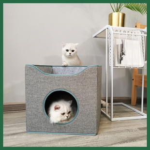 猫窝半封闭式舒适可折叠可拆洗耐脏猫屋别墅猫咪宠物用品四季通用