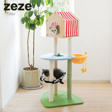 zeze农场猫爬架猫窝猫树一体剑麻绳猫跳台大型猫抓柱架子四季通用