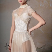 福生若舞 复古蕾丝丝绒拼接芭蕾舞蹈连体服 1920’s