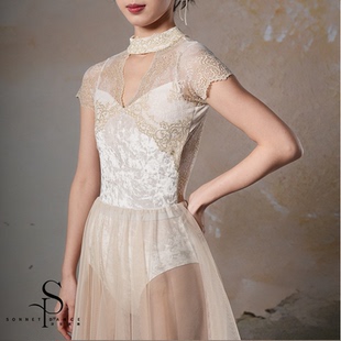 福生若舞 复古蕾丝丝绒拼接芭蕾舞蹈连体服 1920’s