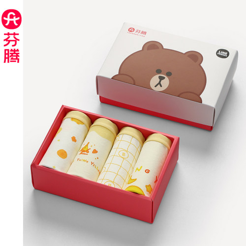芬腾纯棉抗菌中腰布朗熊联名内裤