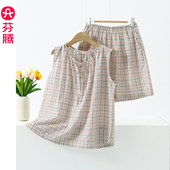 薄款 棉绸无袖 背心短裤 芬腾睡衣女夏季 外穿家居服格子亲肤透气套装