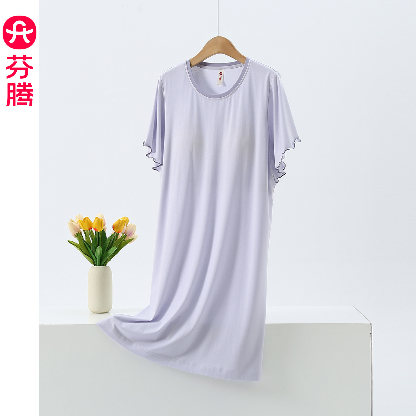 芬腾莫代尔棉凉感带胸垫睡裙图片